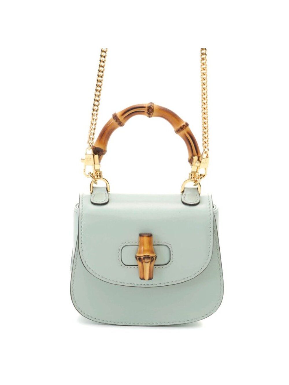 Gucci Bamboo Nano Light Blue Leather Banff Shoulder Bag
